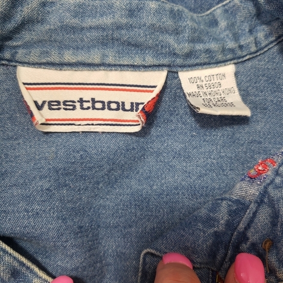 Westbound boho western embroidered denim button down shirt - Picture 6 of 6